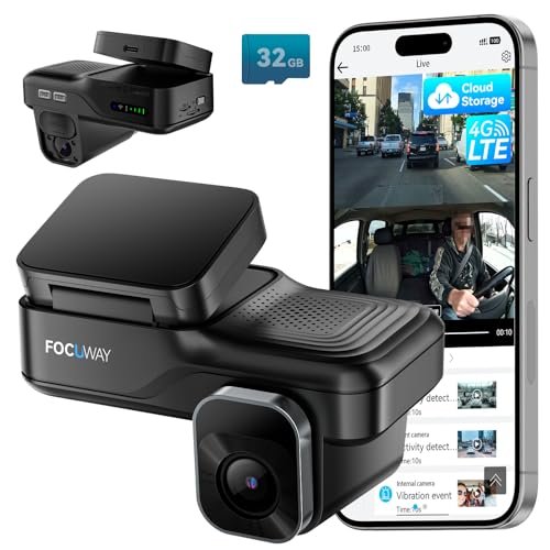 Dash Cam Front Inside, 4G LTE Security Cam for Car,...
