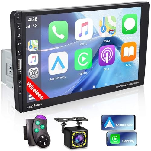 9 Inch Single DIN Car Stereo Radio with Wireless Apple...