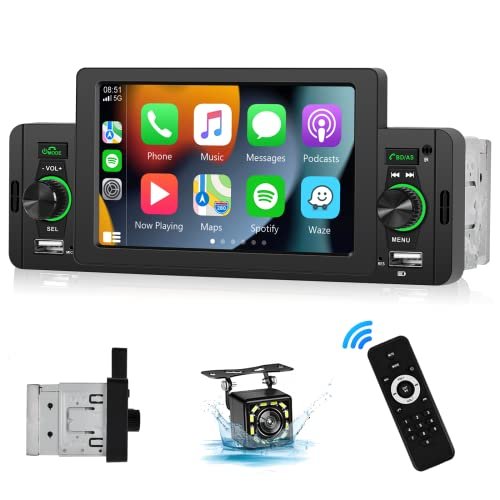 Carplay Single Din Radio 5 Inch Touch Screen Car Stereo...