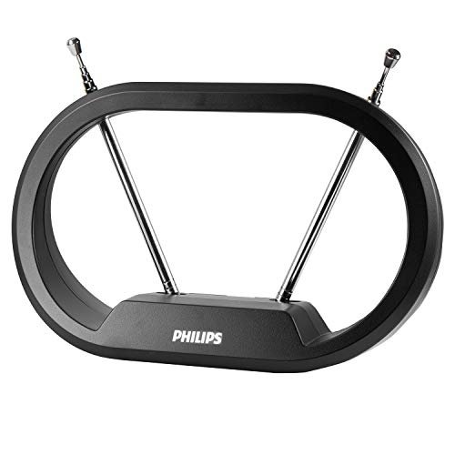 Philips Indoor TV Antenna Rabbit Ears for Local Channels,...