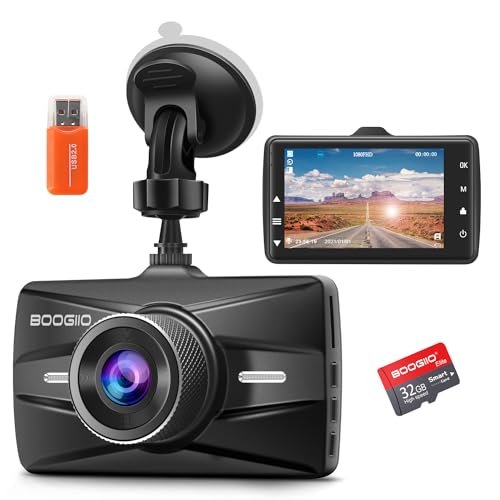 Dash Cam Front with 32G SD Card, BOOGIIO 1080P FHD...