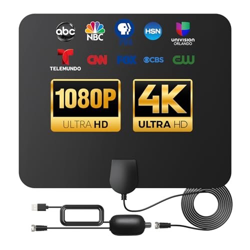 TV Antenna Indoor Long Range 900 Miles, Supports 4K 1080p...
