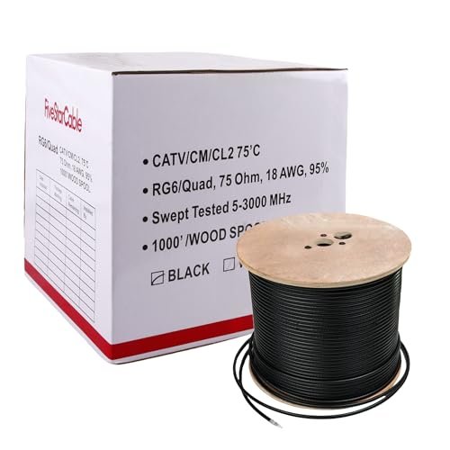 Five Star RG6 Quad Shield Coaxial Cable, 18AWG, 75 Ohm,...