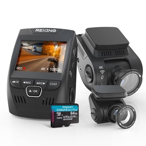 RexingUSA V1P SE 4K Dual Dash Cam w/GPS, Wi-Fi &...