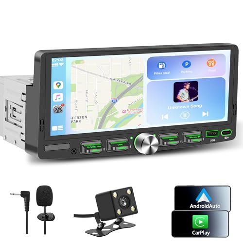 Single Din Touchscreen Radio with Wireless Apple CarPlay &...