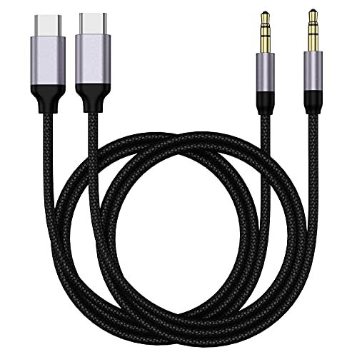 Aux to USB C, 2Pack 3.28ft USB C to 3.5mm...