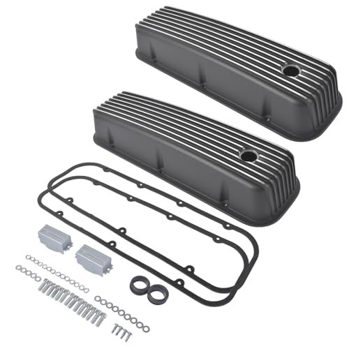 TEKKOAUTO Tall Finned Aluminum Valve Covers 3 11/16