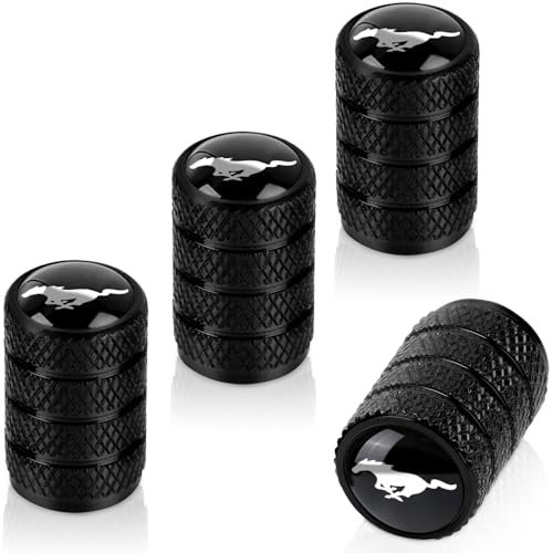 4 pcs Black Tire Valve Stem Caps for Ford Mustang...