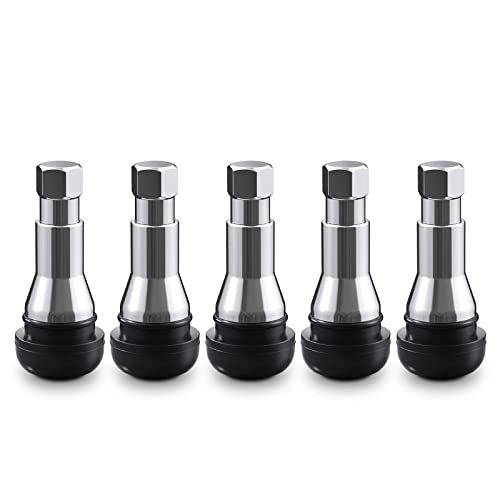 CKAuto TR413AC Chrome Rubber Snap-in Tire Valve Stems (5...