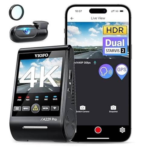 VIOFO A229 Pro 4K HDR Dash Cam, Dual STARVIS 2...