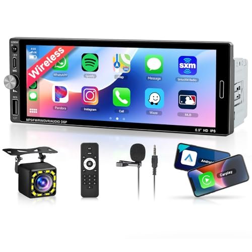 Single Din Car Stereo with Wireless Carplay Android...