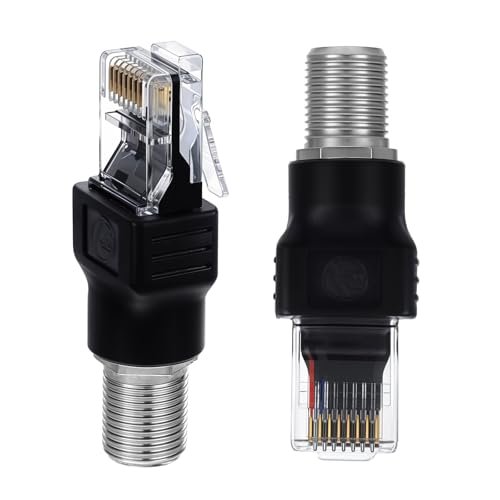 Alrhso 2PCS F-Type Female to RJ45 Male Coaxial Converter,...