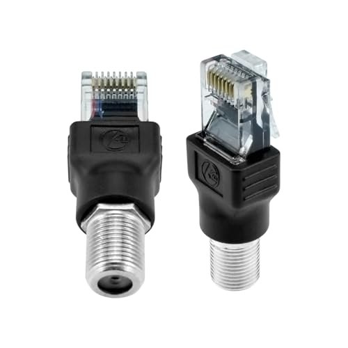 ZDRU 2PCS F-Type Female to RJ45 Male Coaxial Converter...