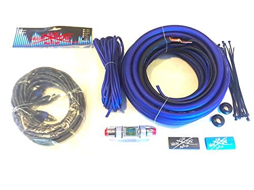 Oversized 4 Ga CCA AWG Amp Kit Twisted RCA Blue...